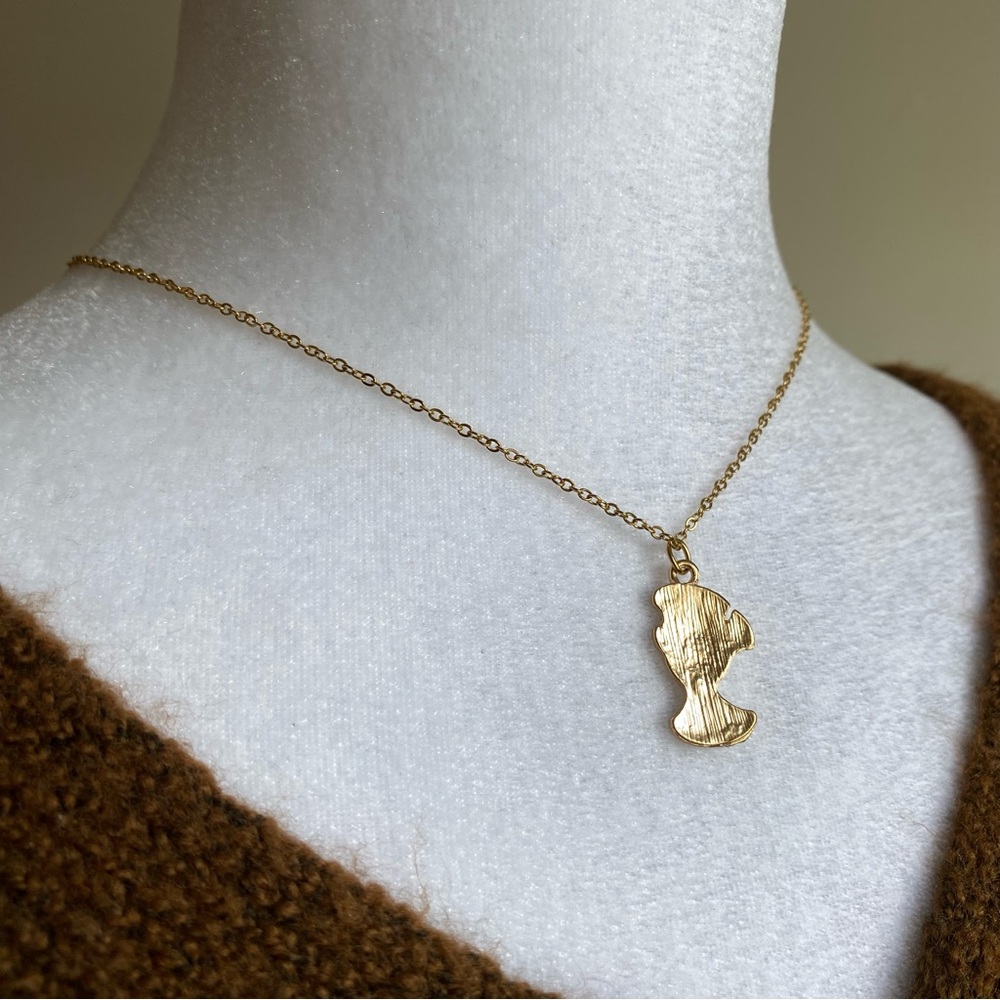 Handmade Chip Beauty & the Beast 18K GOLD PLATED STAINLESS STEEL Necklace Disney - Picture 4 of 9